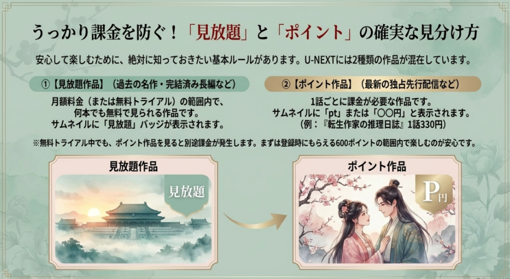うっかり課金を防ぐ！「見放題」と「ポイント」の確実な見分け方