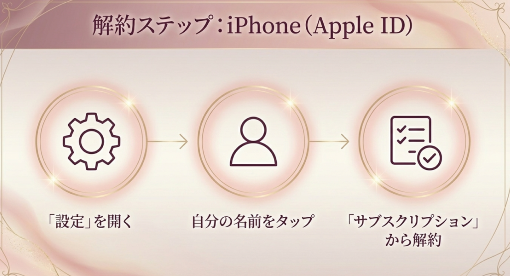 iPhoneでのApple ID経由の退会手順