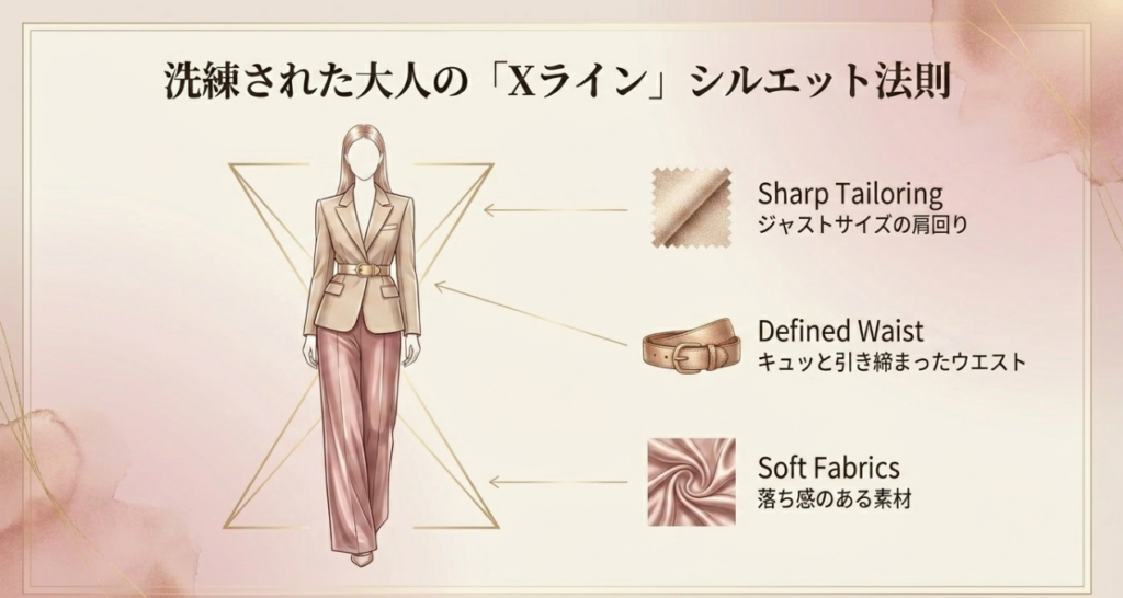 白パンツと松弛感の
高見えオフィスコーデ