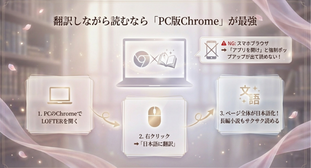 PCのChromeブラウザが最もおすすめ