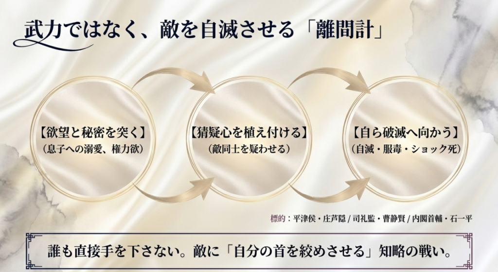 三つの銅魚と仇敵を自滅させた離間計